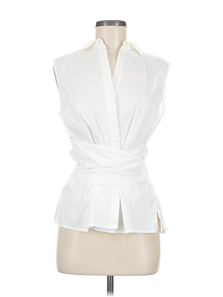 Pre-owned Alex Marie Sleeveless Button Down Shirt In White