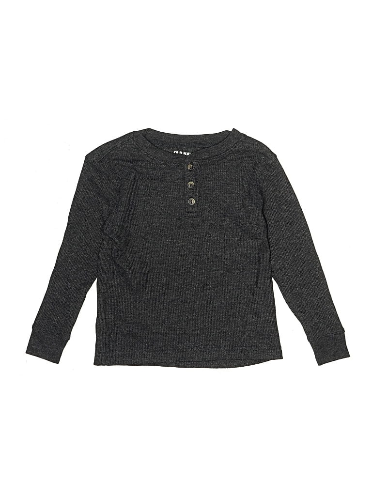 Pre-owned Old Navy Kids' Long Sleeve Henley Shirt In Gray