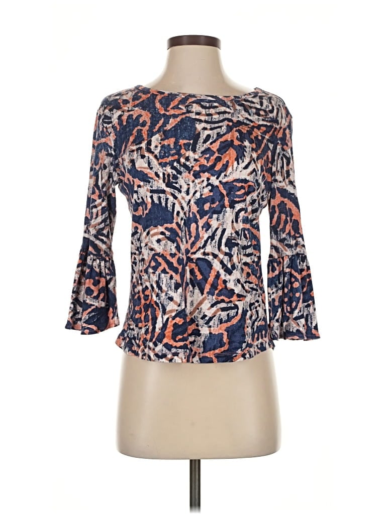 Pre-owned Nic + Zoe 3/4 Sleeve T-shirt In Blue