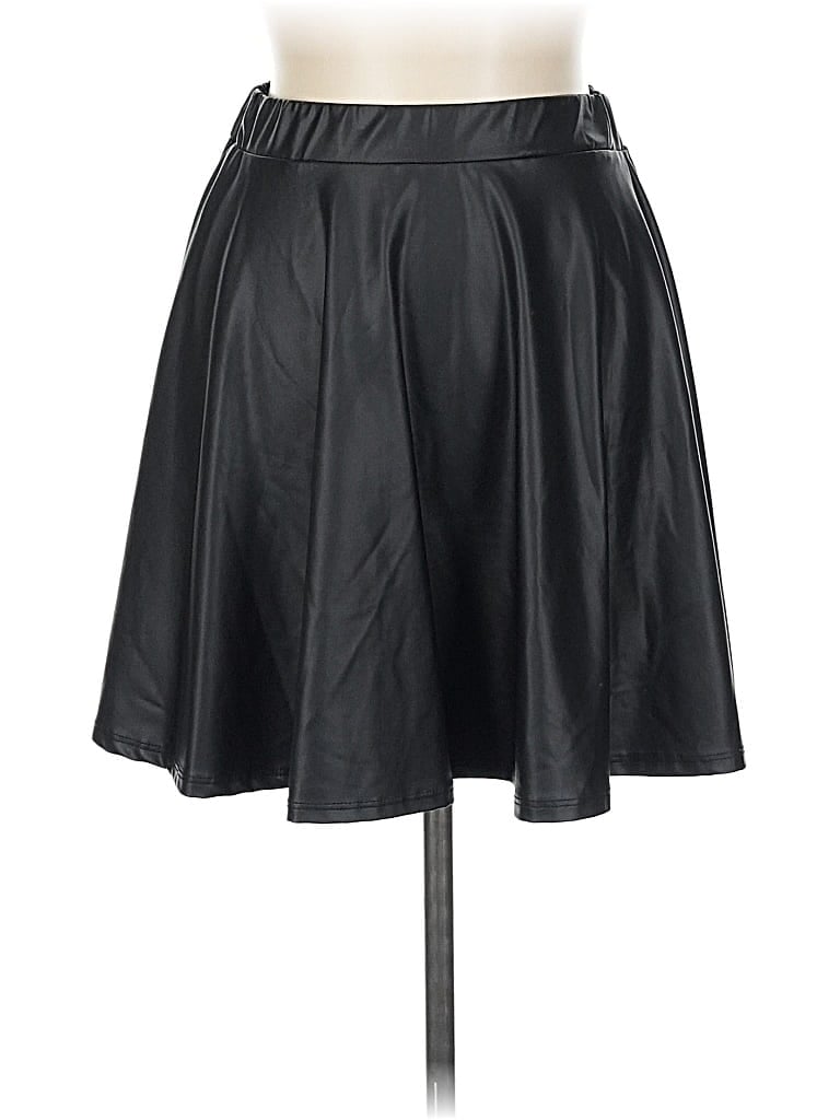 Pre-owned Windsor Faux Leather Skirt In Black