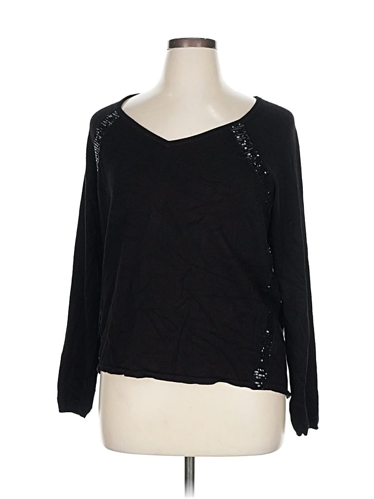 Pre-owned A.n.a. A New Approach Long Sleeve Top Black Sweetheart Neckline Tops