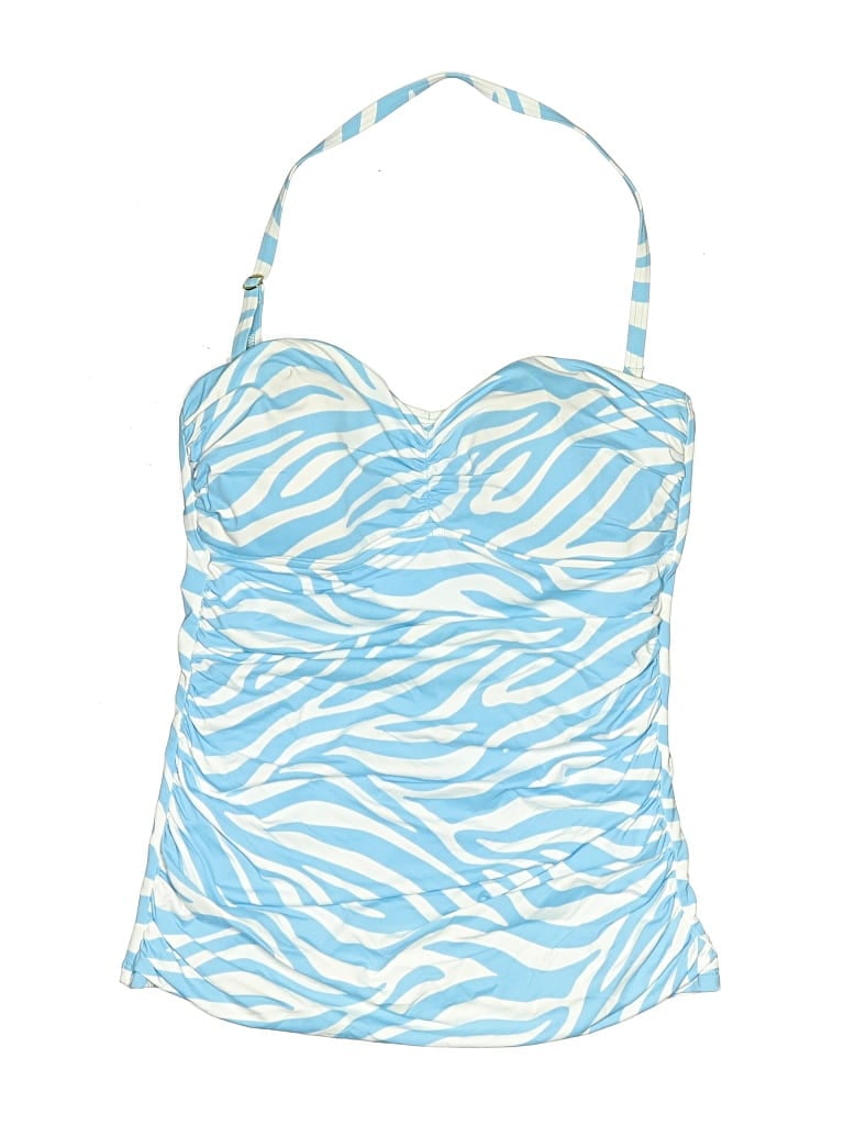 Pre-owned Bleu Rod Beattie Swimsuit Top Blue Animal Print Pattern Swimwear