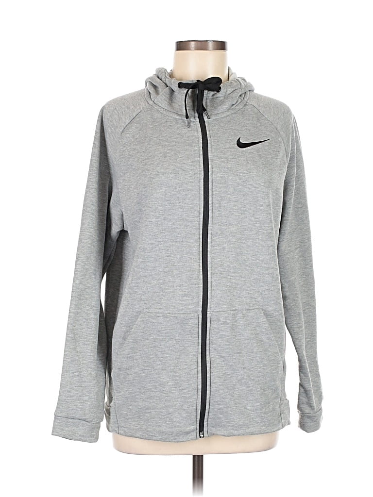 Pre-owned Nike Zip Up Hoodie In Gray