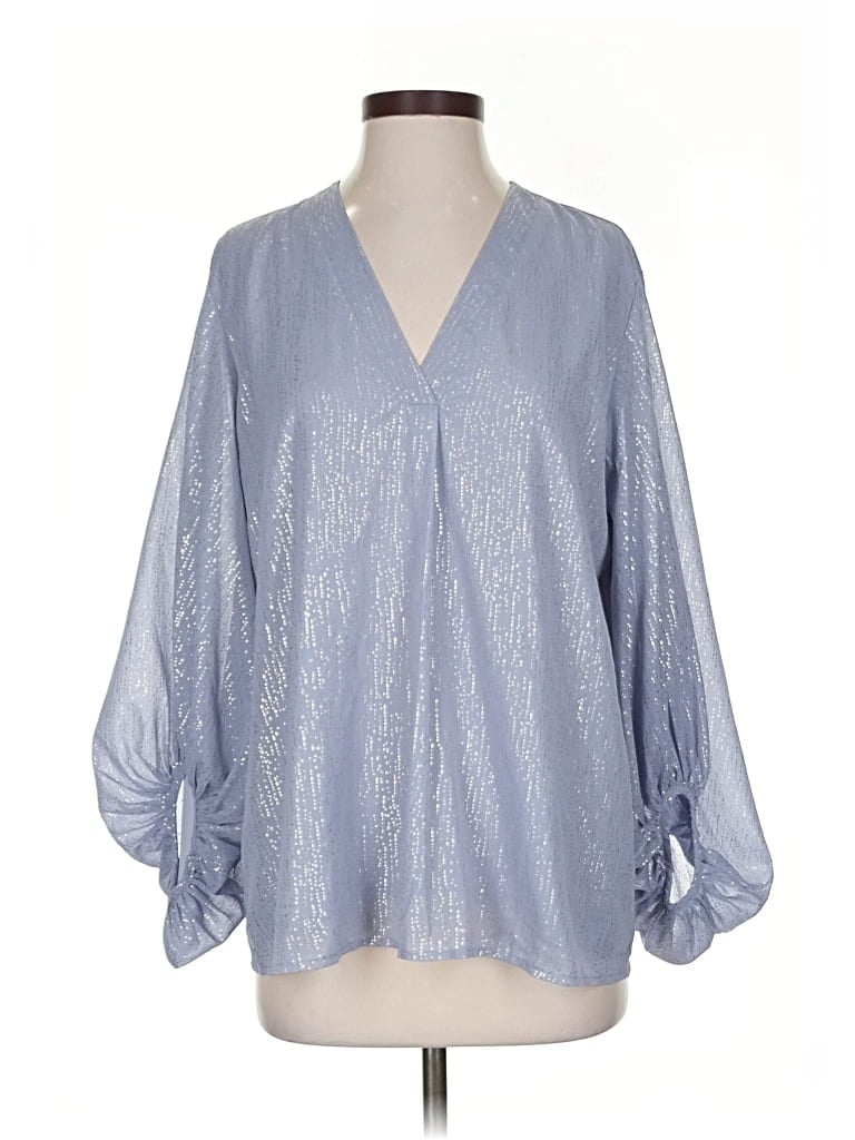 Pre-owned Entro 3/4 Sleeve Blouse In Blue