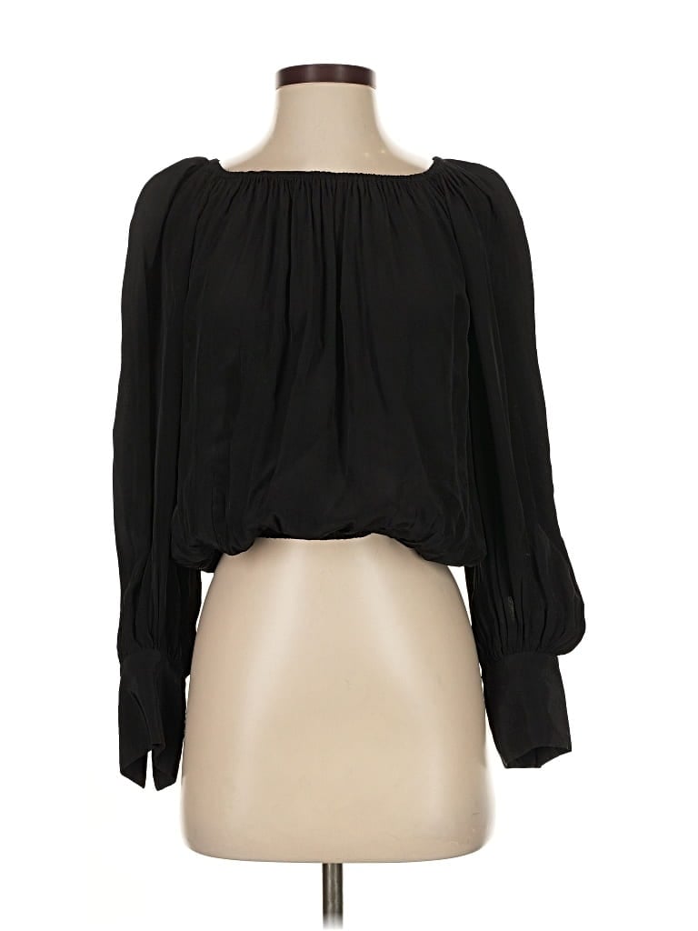 Pre-owned J.crew Collection Long Sleeve Blouse In Black