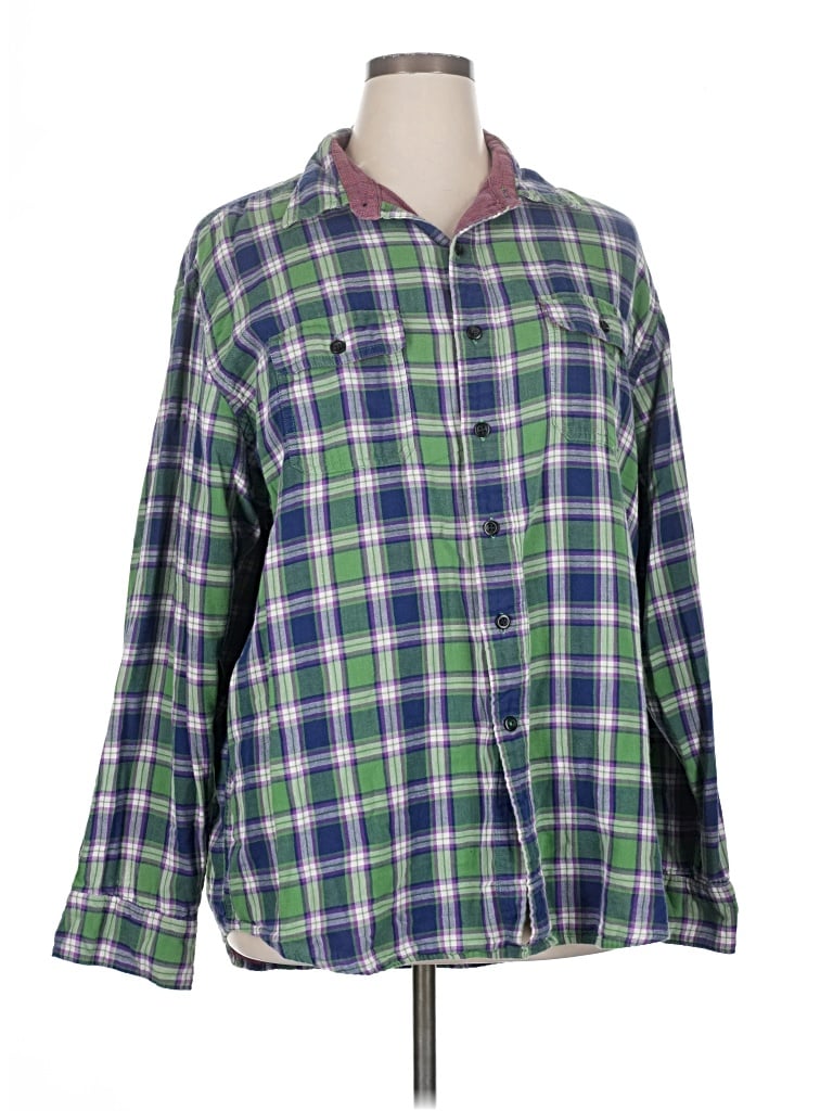 Pre-owned Izod Long Sleeve Button Down Shirt In Green