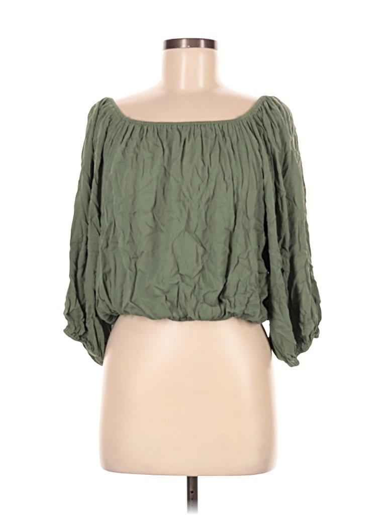Pre-owned La Miel Tube Top Green Off The Shoulder Neckline Tops