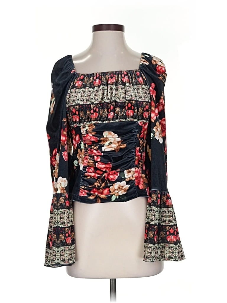 Pre-owned Venus 3/4 Sleeve Blouse In Black