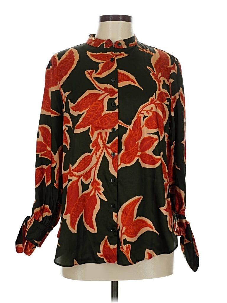 CHICO'S Pre-owned Long Sleeve Blouse In Green