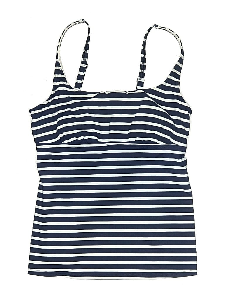 Pre-owned Lands' End Swimsuit Top Blue Stripes Pattern Swimwear