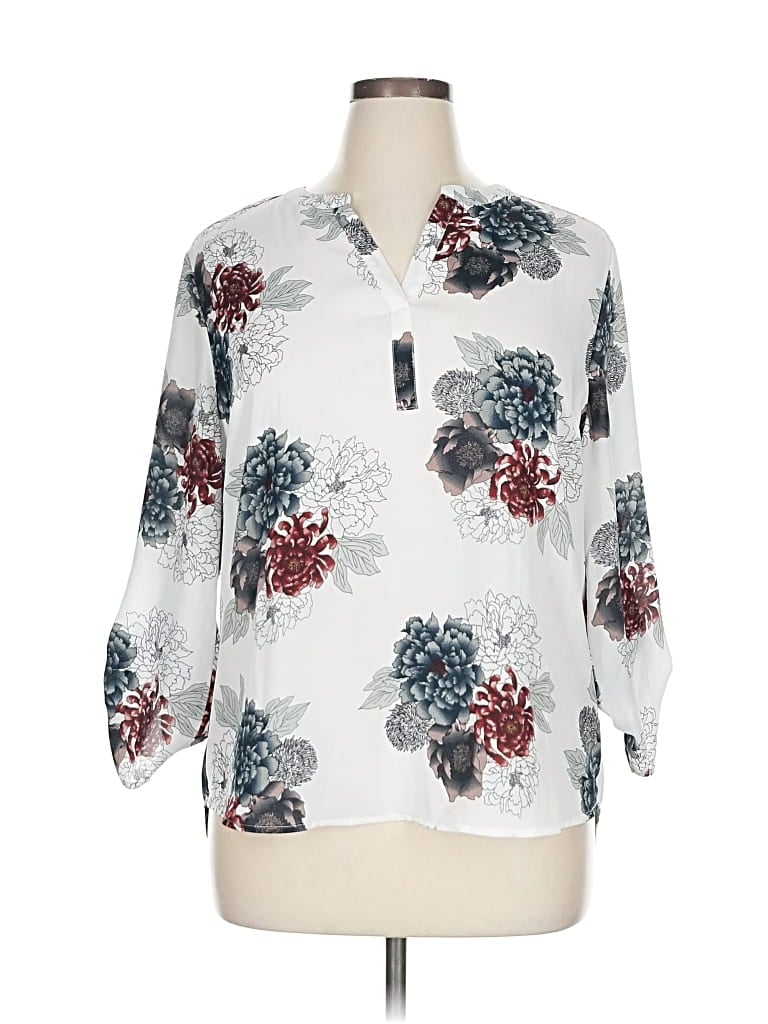 Pre-owned Daniel Rainn 3/4 Sleeve Blouse In White