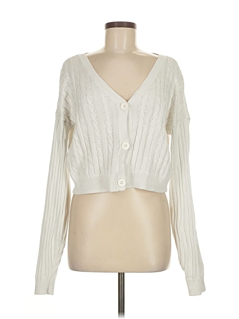 Pre-owned Hollister Cardigan Sweater In White