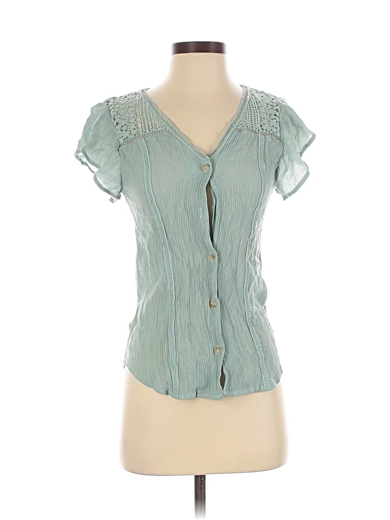 Pre-owned Mine Short Sleeve Blouse In Blue