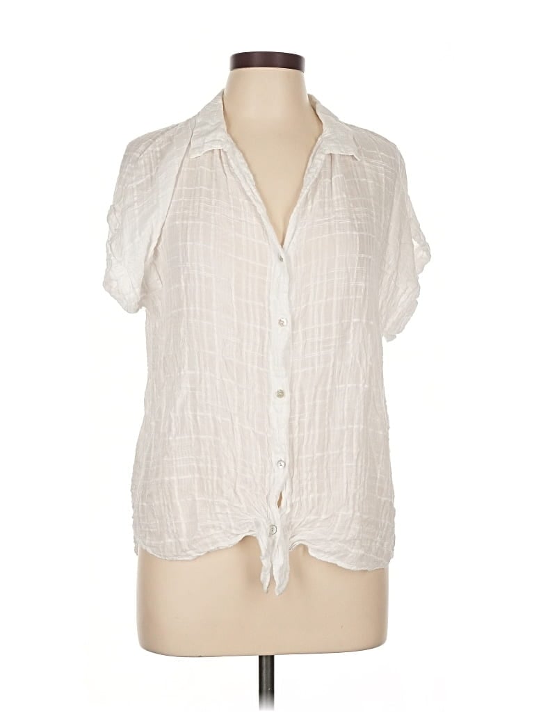 Pre-owned Bella Dahl Short Sleeve Blouse In White