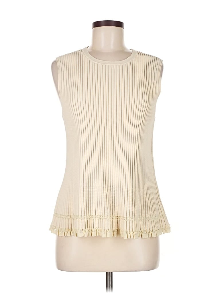 Pre-owned Theory Sleeveless Top Ivory Boatneck Tops In White