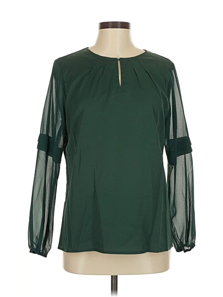 Allegra K Long Sleeve Blouse In Green