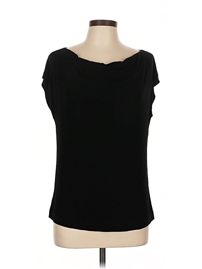 Pre-owned Travelers By Chico's Short Sleeve Top Black Scoop Neck Tops