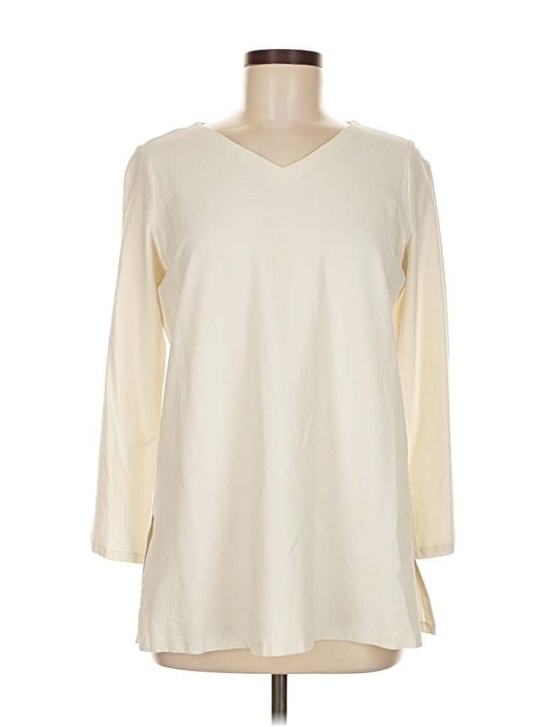 Pre-owned Eileen Fisher 3/4 Sleeve T-shirt In White