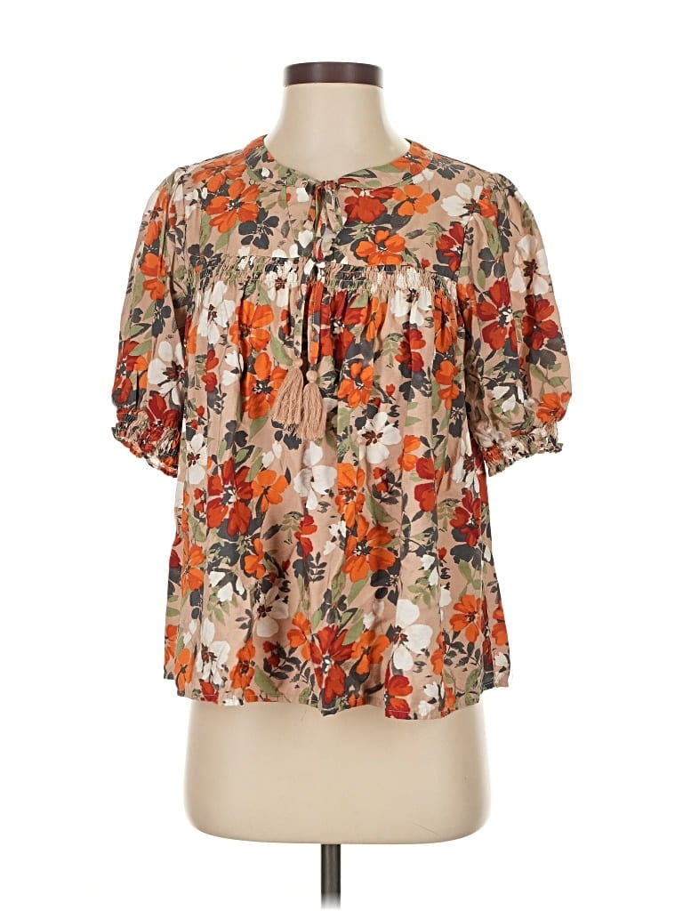 Pre-owned Oddi Short Sleeve Blouse In Orange