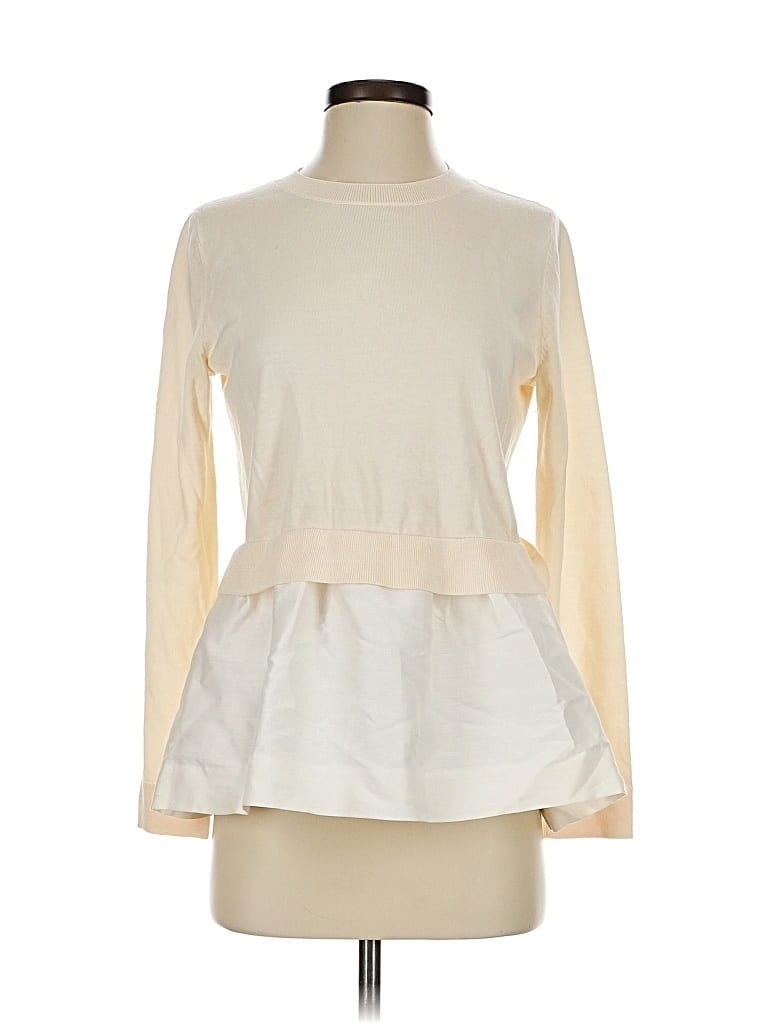 Pre-owned Cos Long Sleeve Top Ivory Crew Neck Tops In White