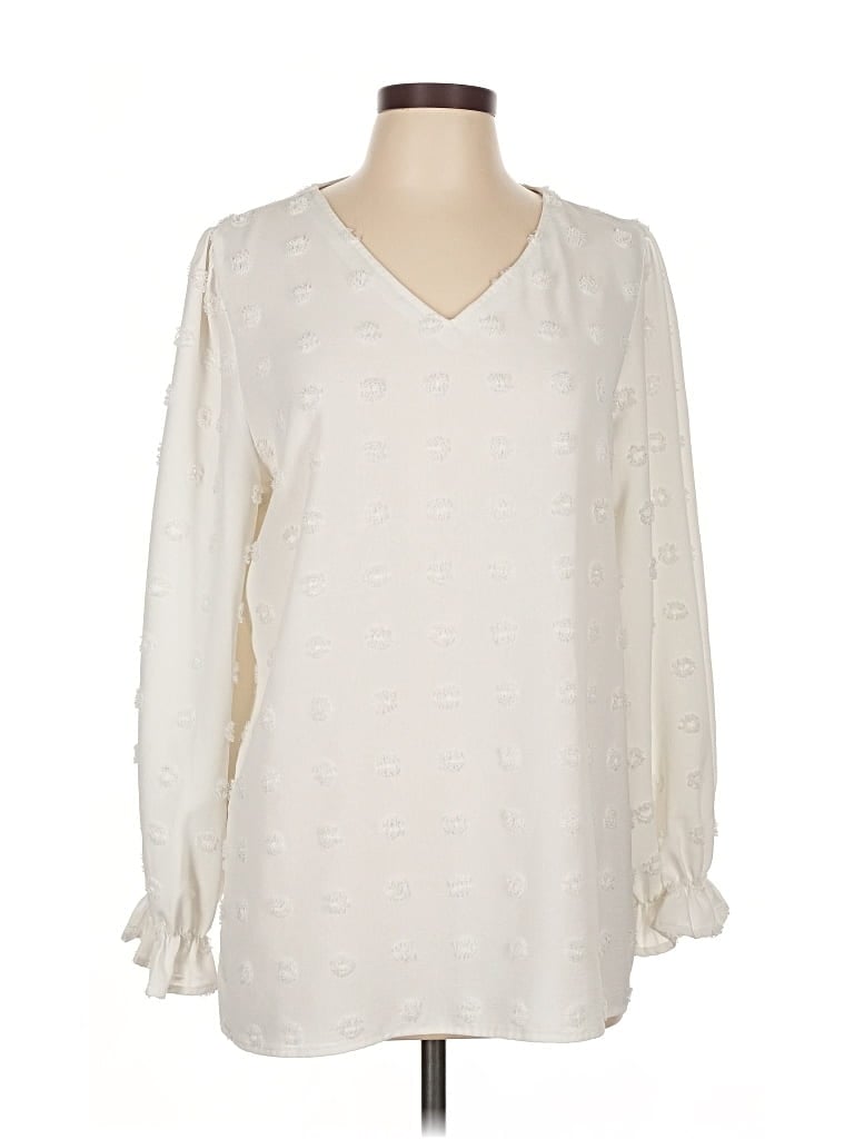 Pre-owned Unbranded Long Sleeve Blouse In White