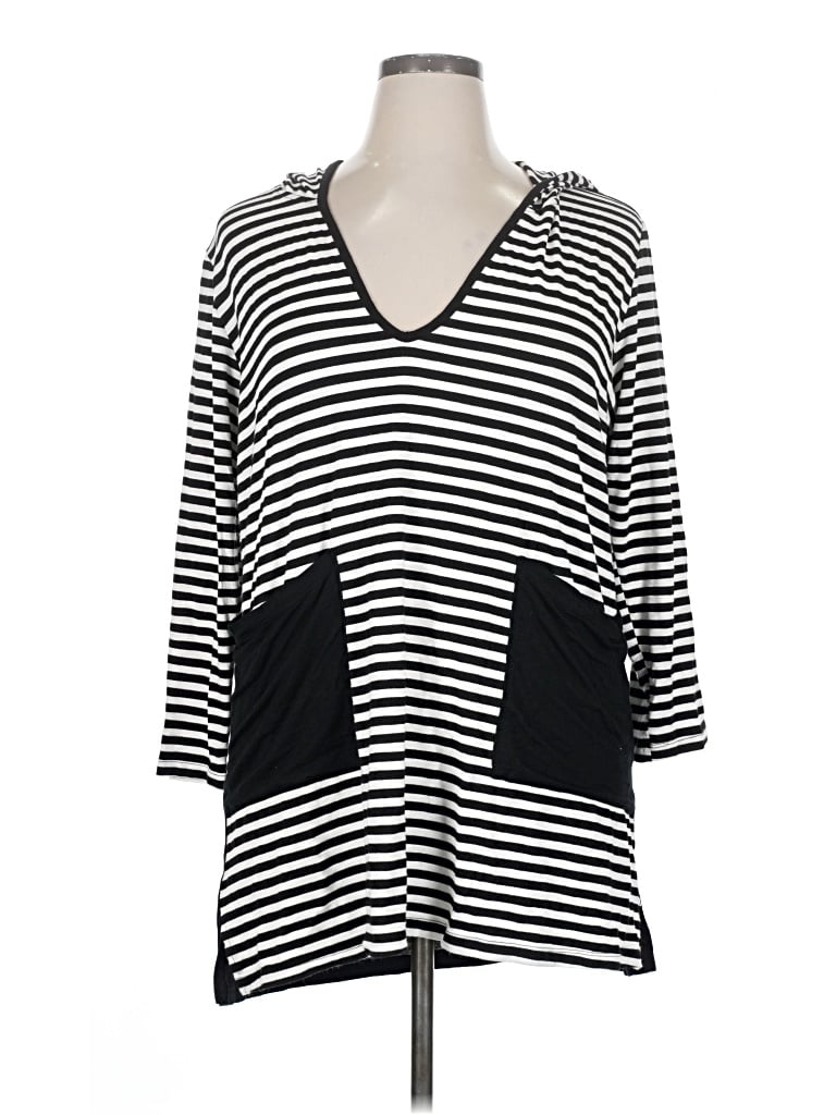 Pre-owned Unbranded 3/4 Sleeve T-shirt In Black