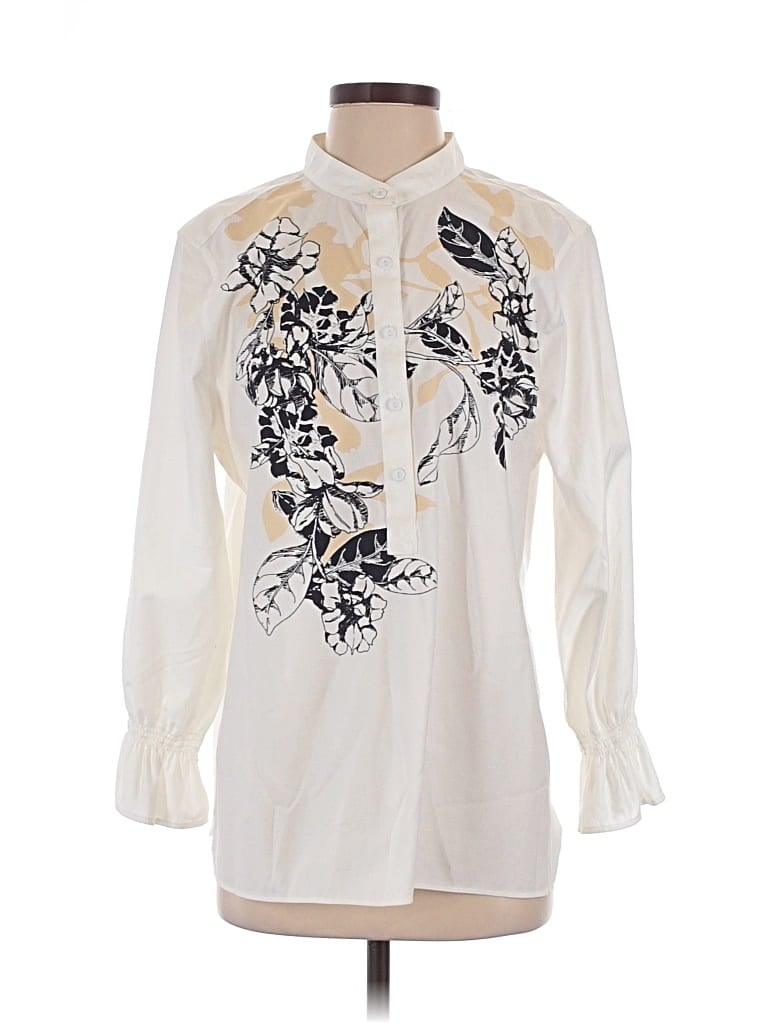Pre-owned Chico's Long Sleeve Blouse In White