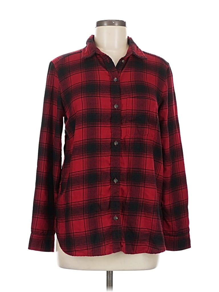 Pre-owned American Eagle Outfitters Long Sleeve Button Down Shirt In Red