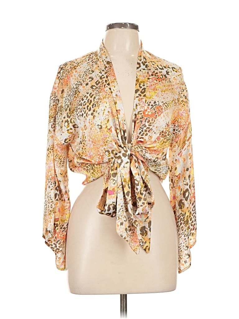 Pre-owned Mystree 3/4 Sleeve Blouse In Gold