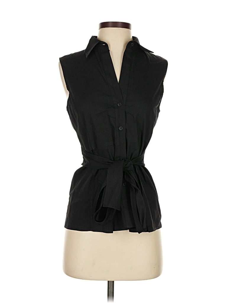 Pre-owned Theory Sleeveless Button Down Shirt In Black
