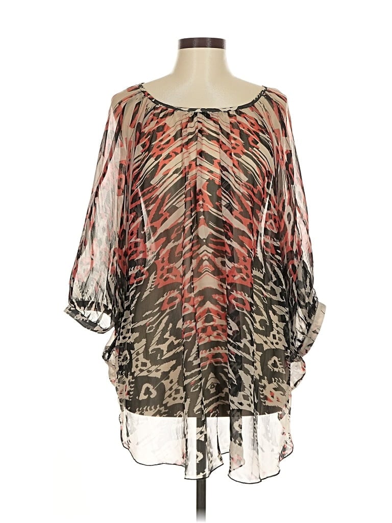 Pre-owned Liverpool Los Angeles 3/4 Sleeve Blouse In Brown