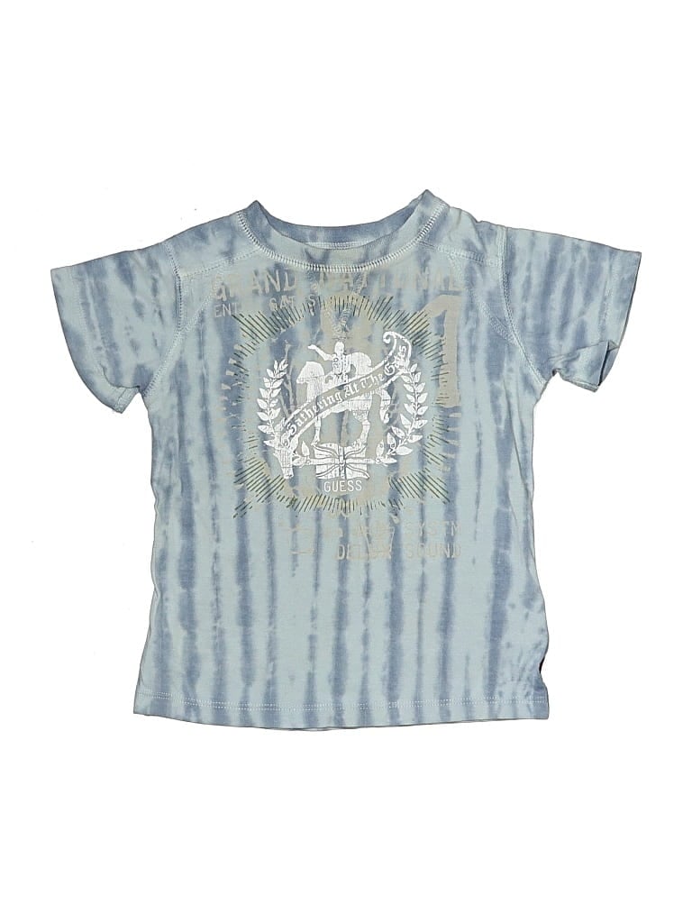 Pre-owned Guess Kids' Short Sleeve Top Blue Crew Neck Tops