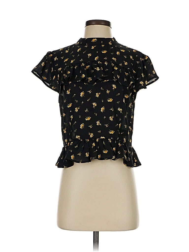 Pre-owned Forever 21 Short Sleeve Blouse In Black