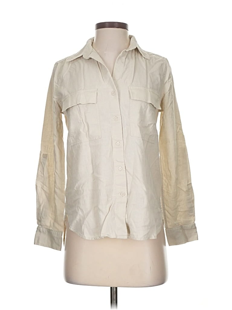 Pre-owned Babaton Long Sleeve Button Down Shirt In White