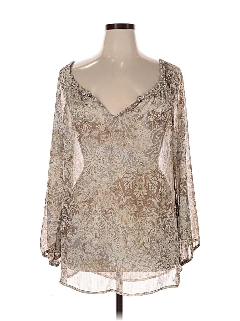 Pre-owned Liz Claiborne 3/4 Sleeve Blouse In Silver