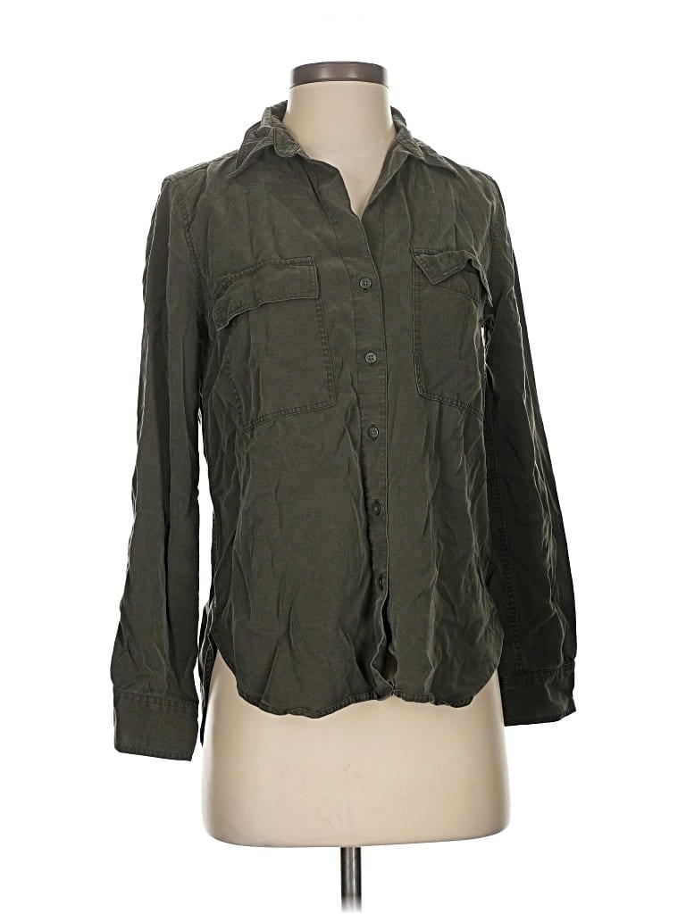 Pre-owned Babaton Long Sleeve Blouse In Green
