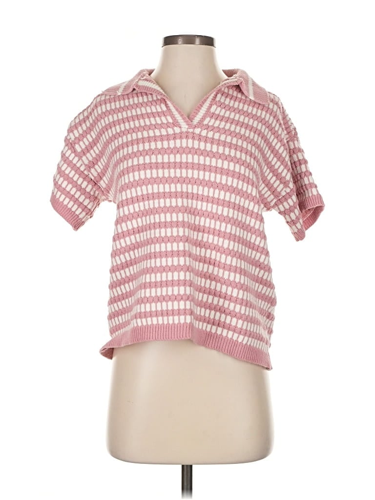 Pre-owned Le Lis Short Sleeve Blouse In Pink