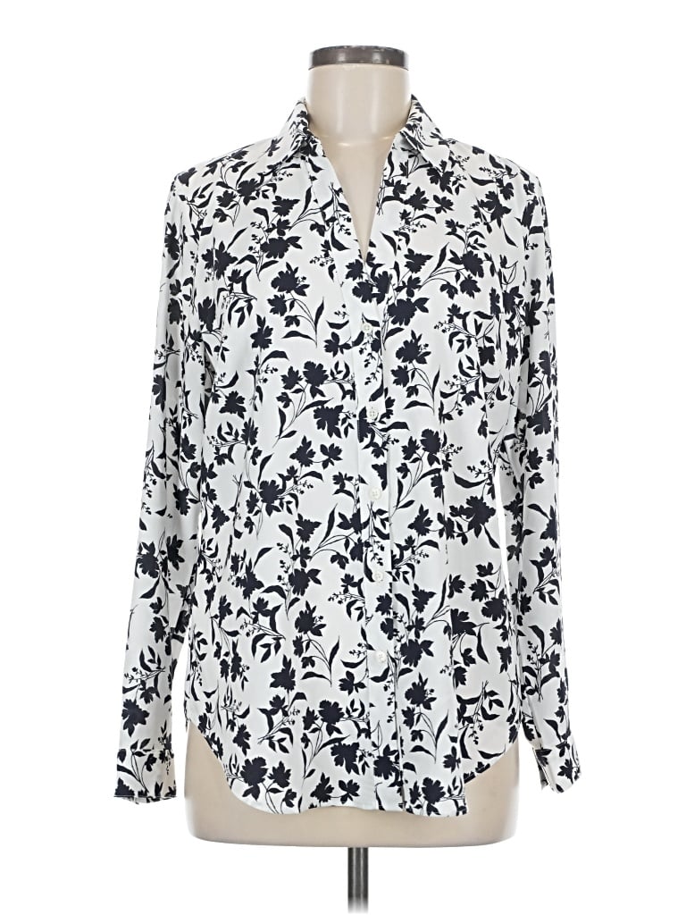 Pre-owned Ann Taylor Long Sleeve Blouse In White