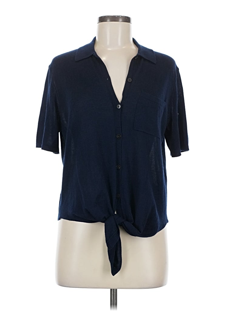 Pre-owned Theory Short Sleeve Blouse In Blue