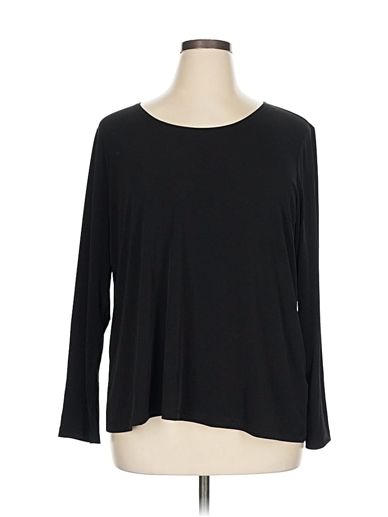 SUSAN GRAVER Pre-owned Long Sleeve Top Black Boatneck Tops