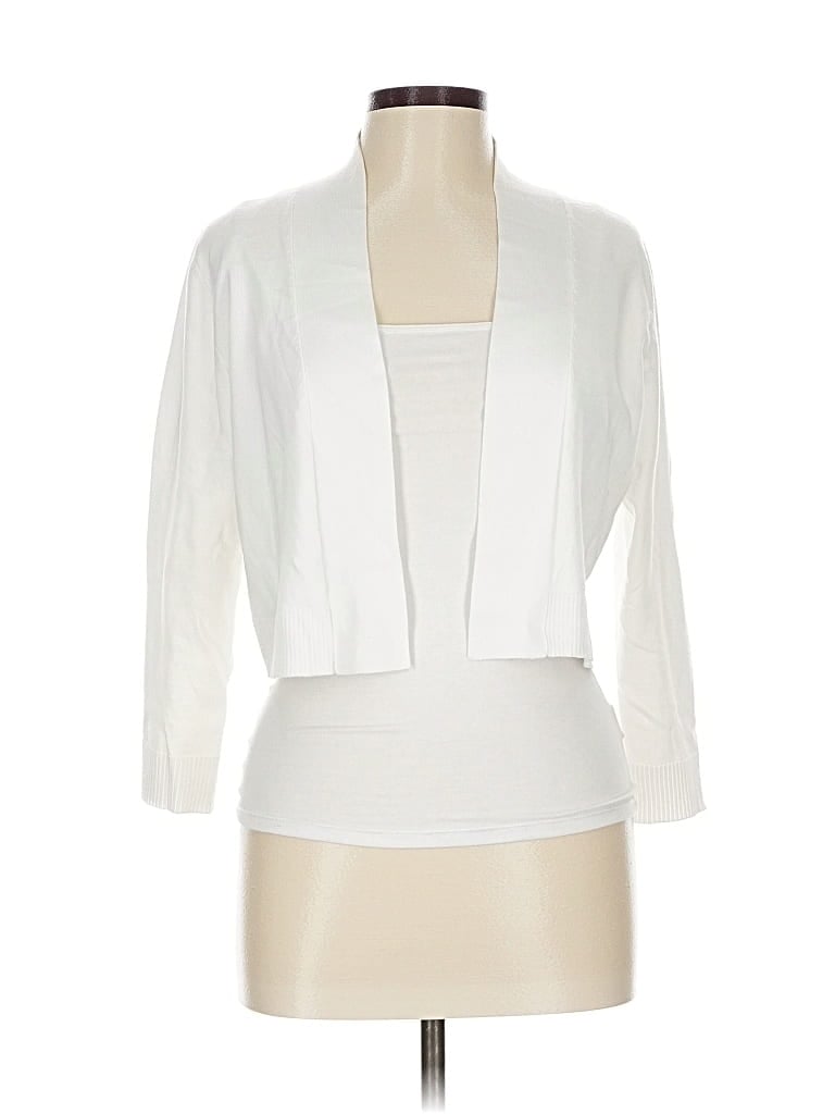 Pre-owned Calvin Klein Cardigan Sweater In White