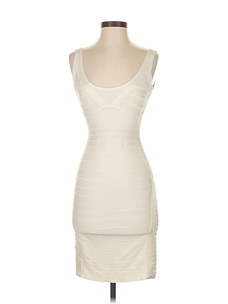 Pre-owned Herve Leger Cocktail Dress In White