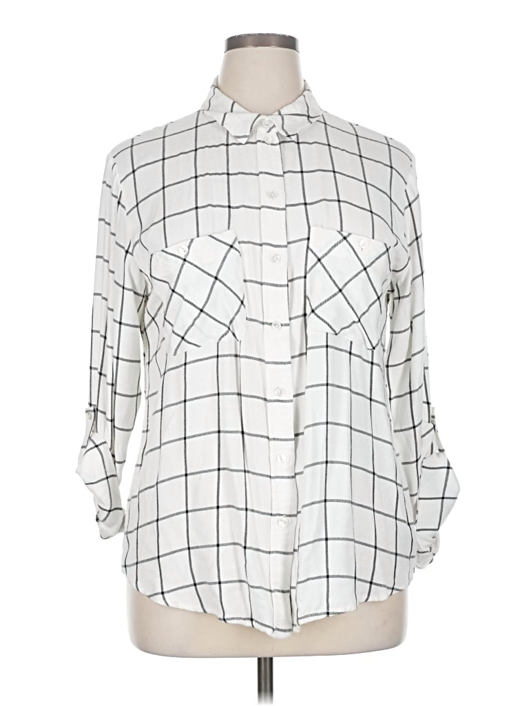 Pre-owned Sanctuary 3/4 Sleeve Button Down Shirt In White