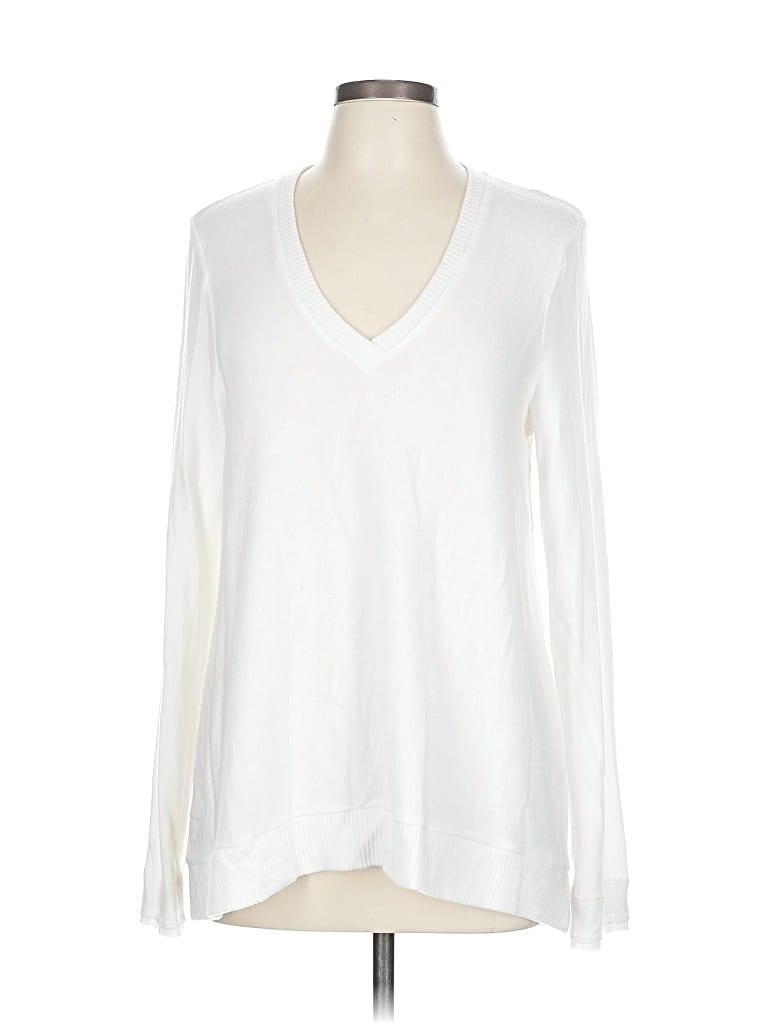 Pre-owned Three Dots Pullover Sweater In White