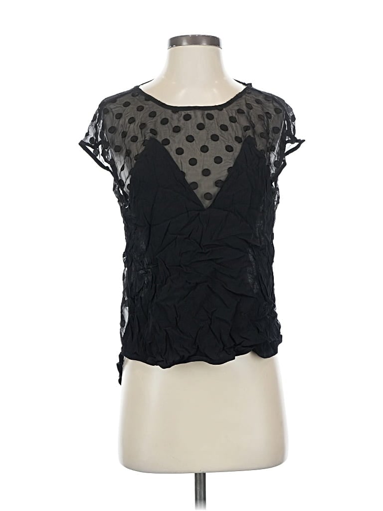 Pre-owned Lovers & Friends Short Sleeve Top Black Keyhole Neckline Tops