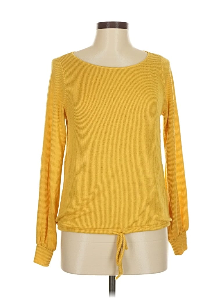 Pre-owned Sadie & Sage Long Sleeve Top Yellow Boatneck Tops