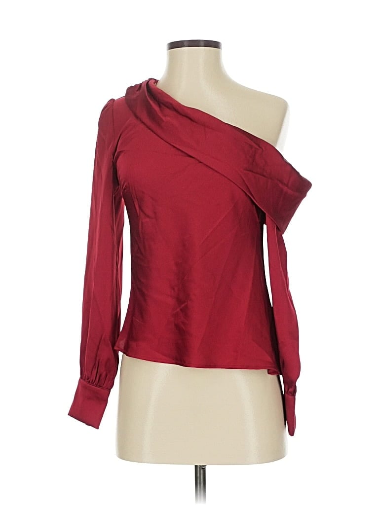 Pre-owned Astr Long Sleeve Blouse In Burgundy