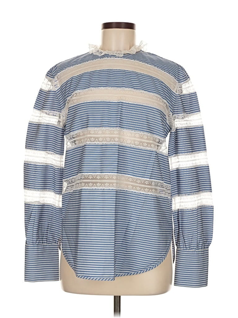 Pre-owned Sandro Long Sleeve Blouse In Blue