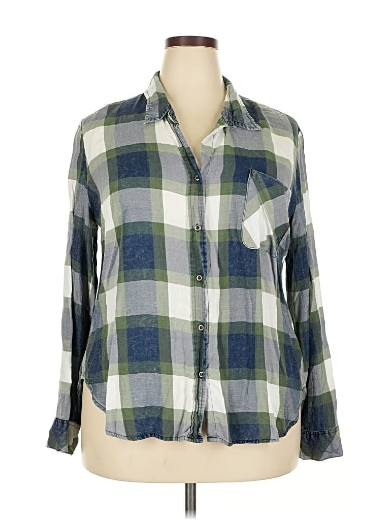 Pre-owned Billy T 3/4 Sleeve Button Down Shirt In Green
