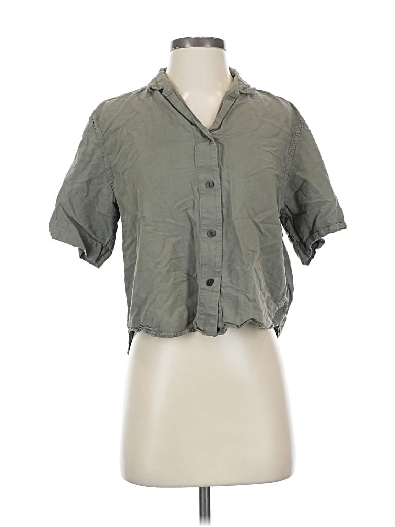 Pre-owned Uniqlo Short Sleeve Blouse In Gray